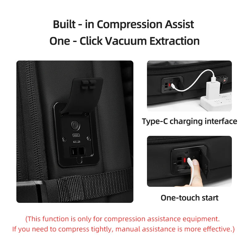 60L Vacuum Compression Travel Backpack-with One-Touch Auto Seal