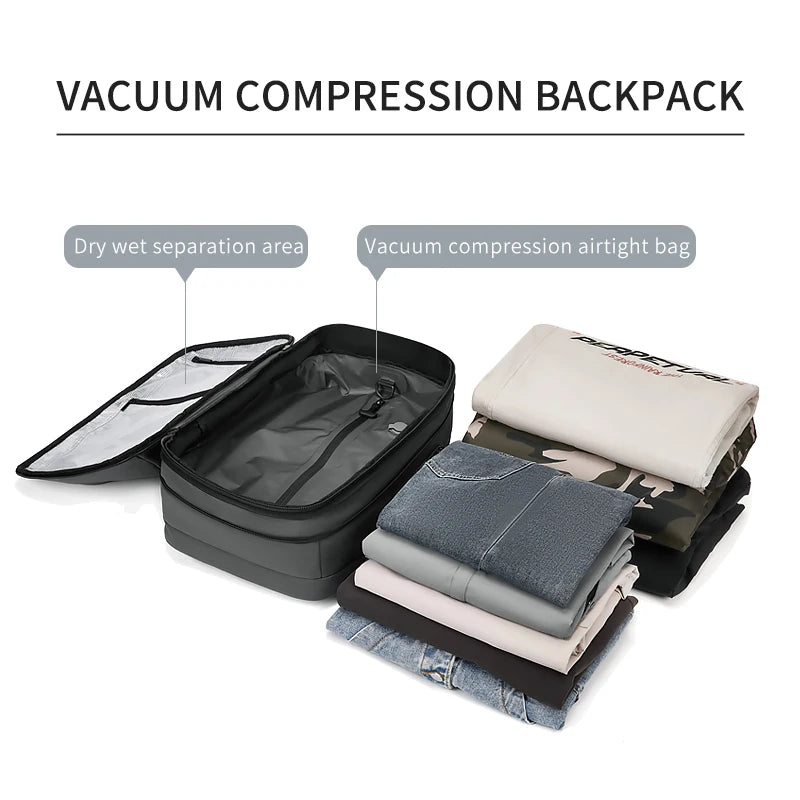Premium Vacuum Compression Travel Backpack - 60L Expandable Capacity, 19"